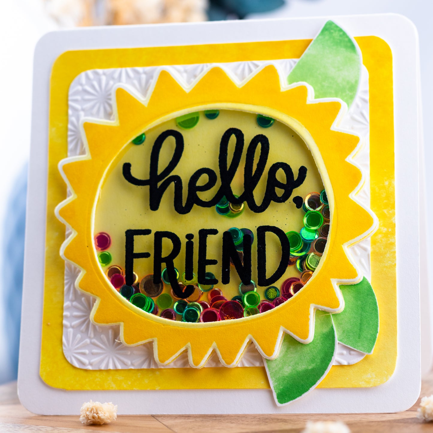 Hello, Friend - Shaker - Handmade Greeting Card
