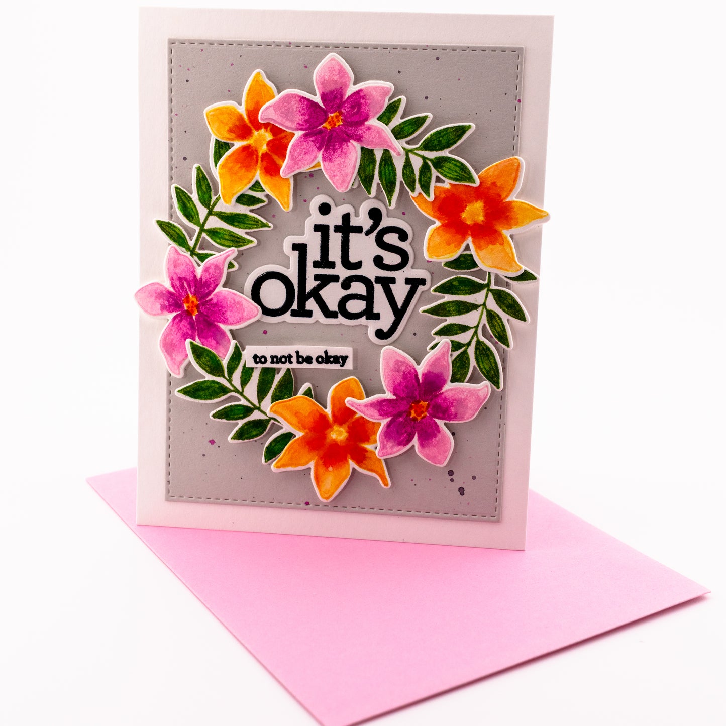 Watercolor Wreath - Handmade Greeting Card