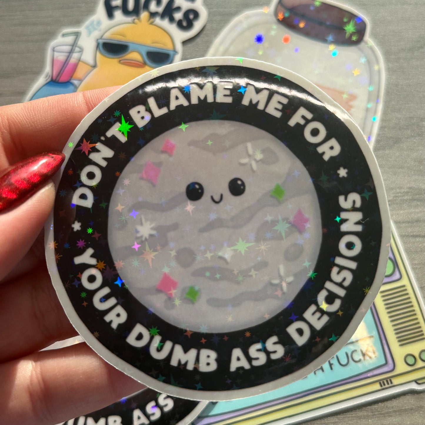 Don't Blame Me Moon Vinyl Sticker