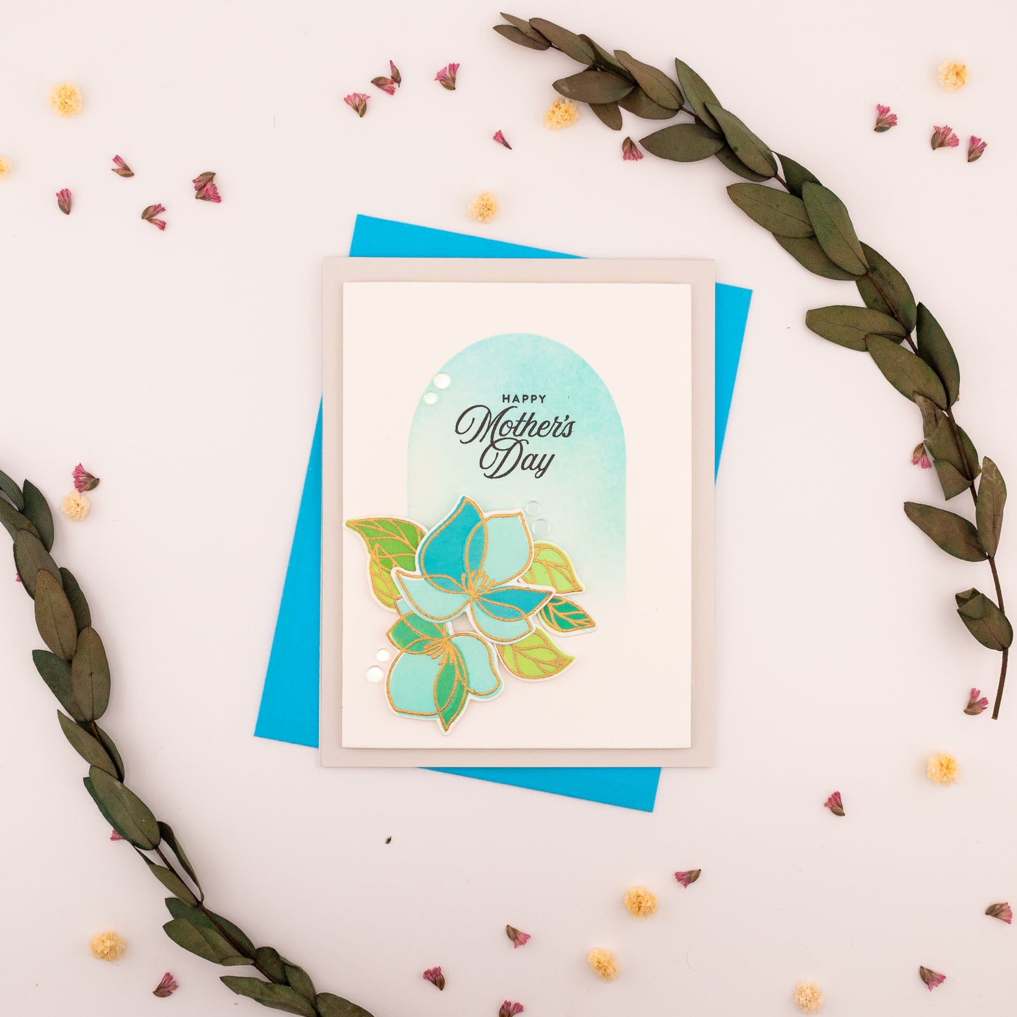 Arched Flowers - Handmade Greeting Card