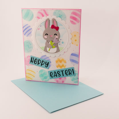 Hoppy Easter Bunny - Handmade Greeting Card