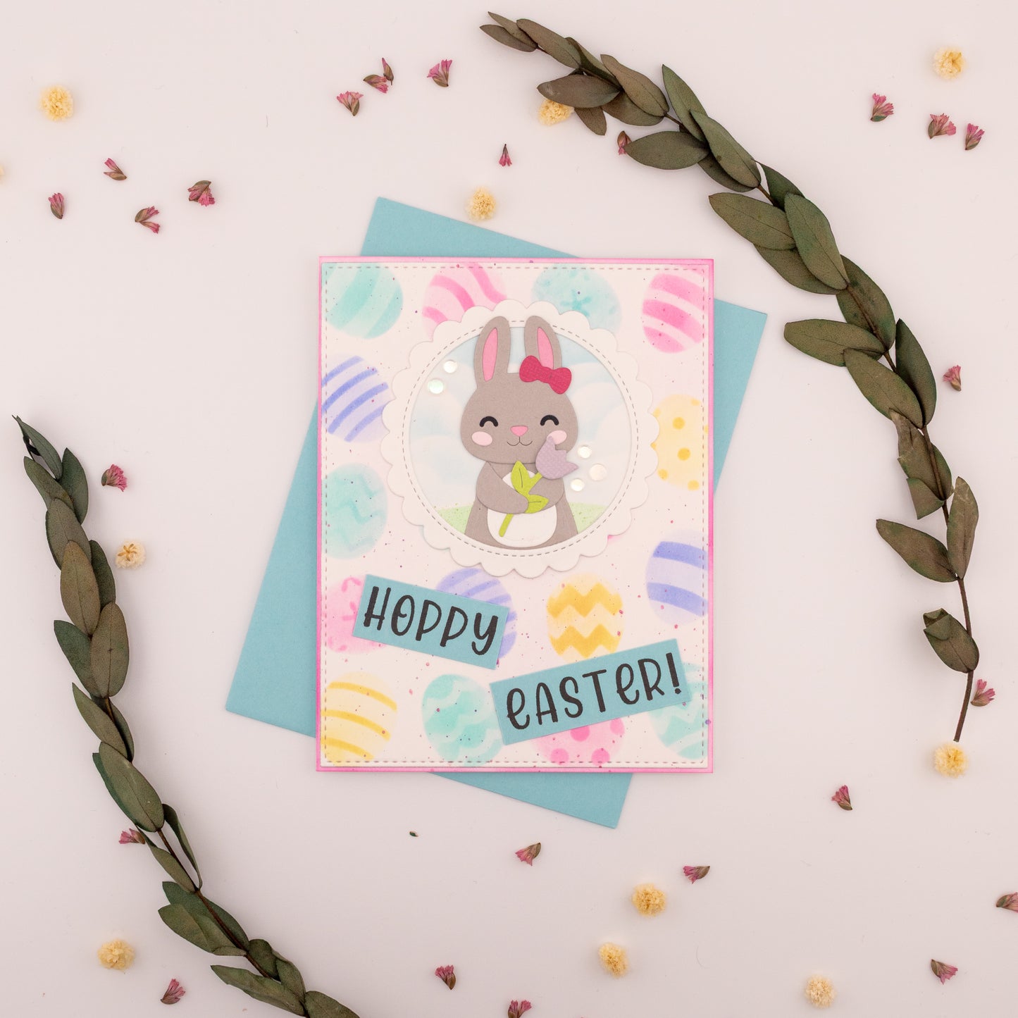 Hoppy Easter Bunny - Handmade Greeting Card