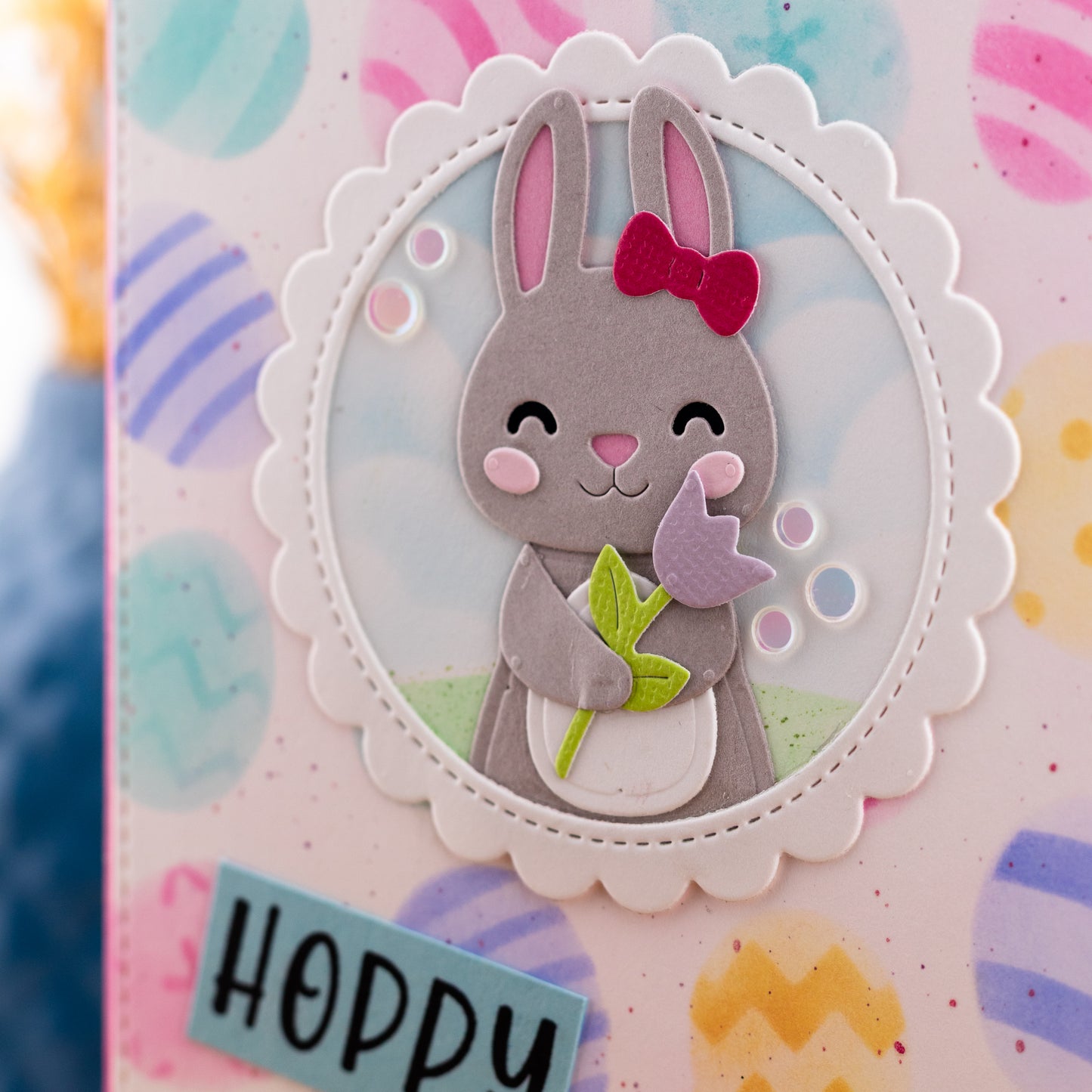 Hoppy Easter Bunny - Handmade Greeting Card