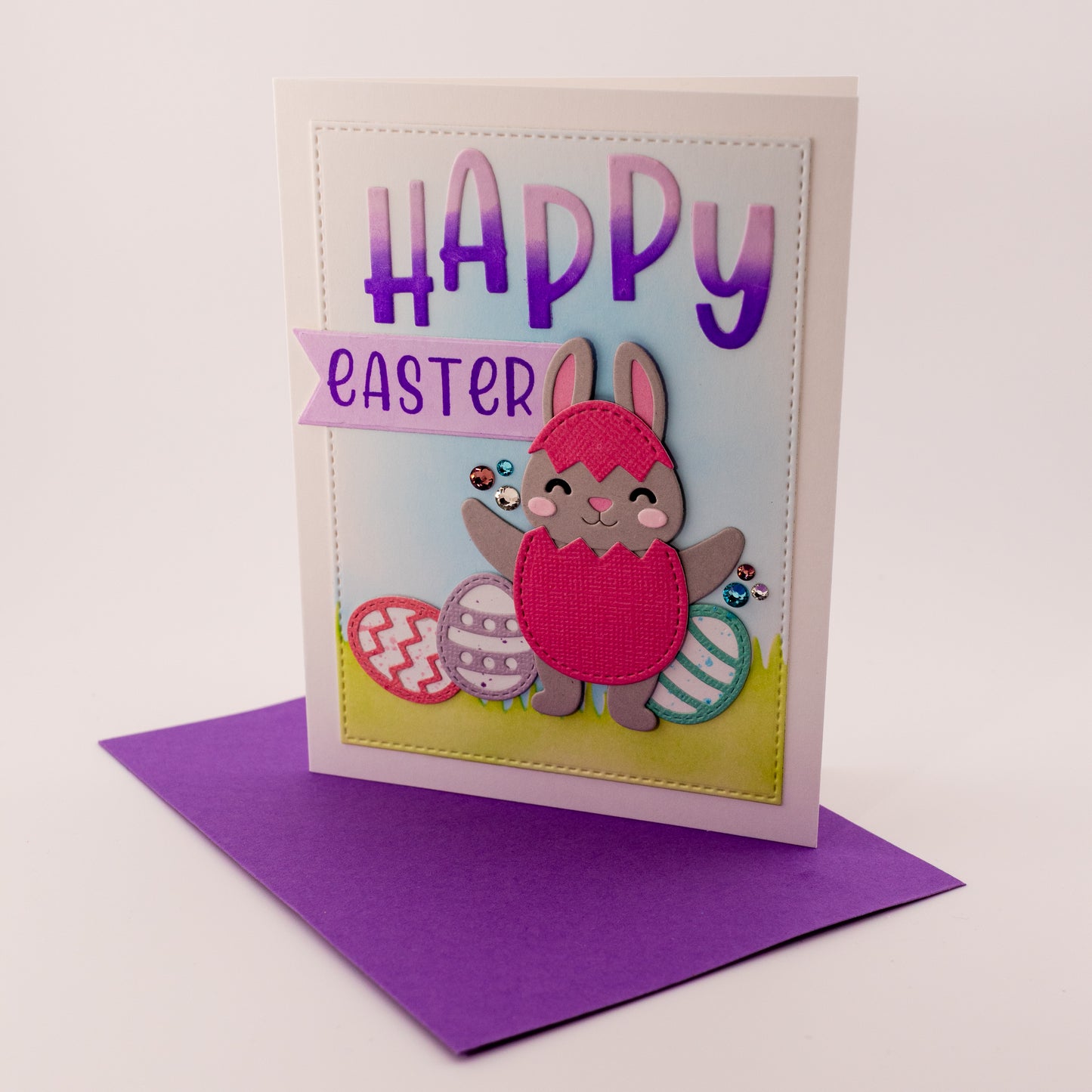 Bunny Easter Egg - Handmade Greeting Card