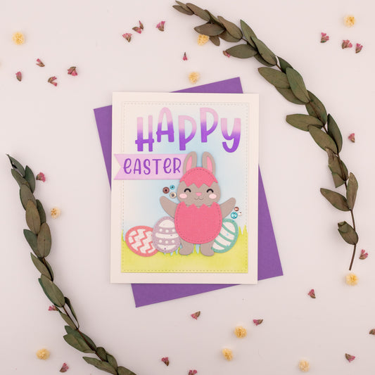 Bunny Easter Egg - Handmade Greeting Card