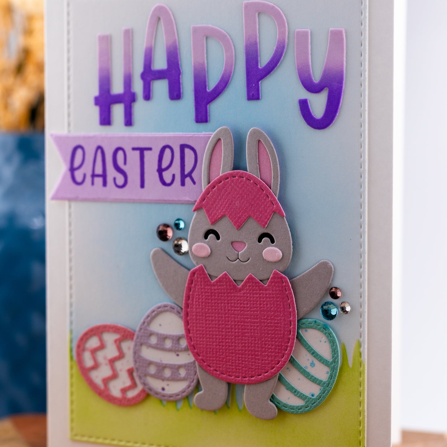 Bunny Easter Egg - Handmade Greeting Card