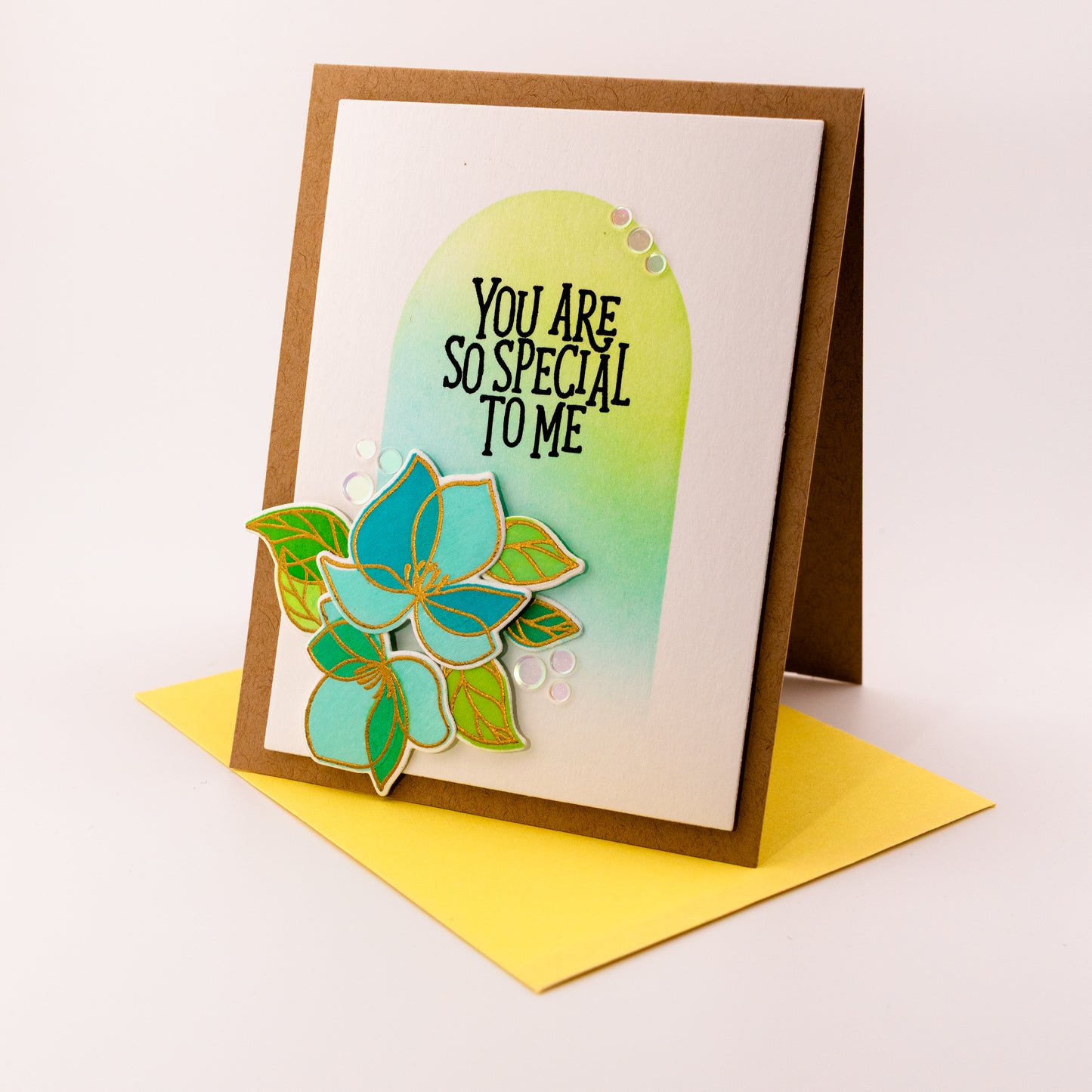 Arched Flowers Friend - Handmade Greeting Card
