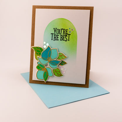 Arched Flowers Friend - Handmade Greeting Card