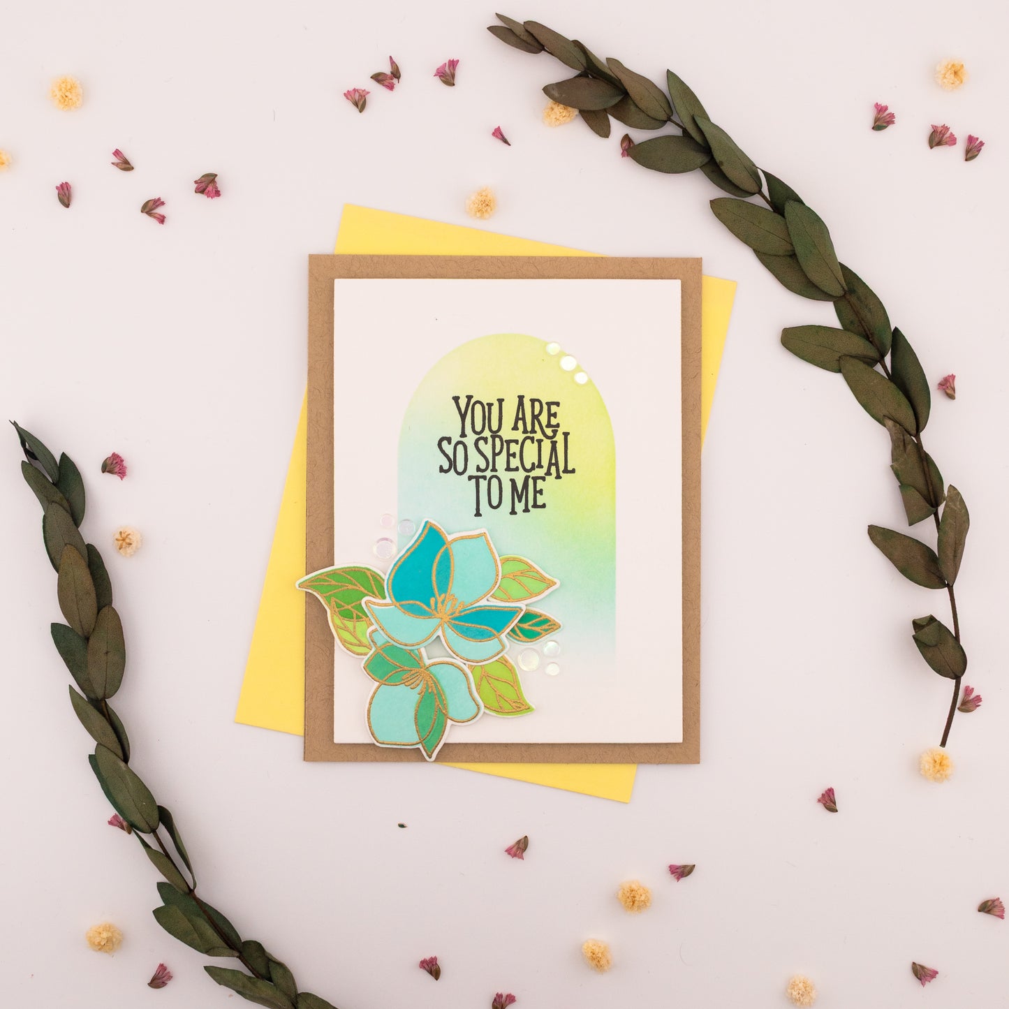 Arched Flowers Friend - Handmade Greeting Card