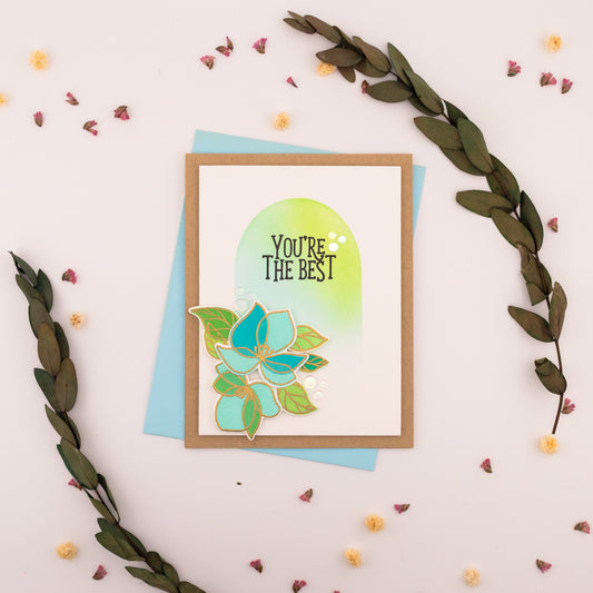 Arched Flowers Friend - Handmade Greeting Card
