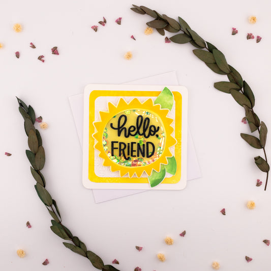 Hello, Friend - Shaker - Handmade Greeting Card
