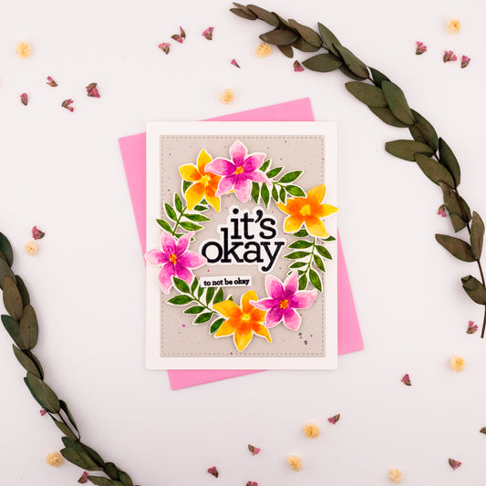 Watercolor Wreath - Handmade Greeting Card