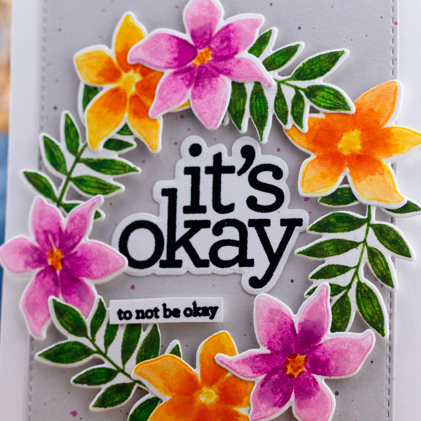 Watercolor Wreath - Handmade Greeting Card