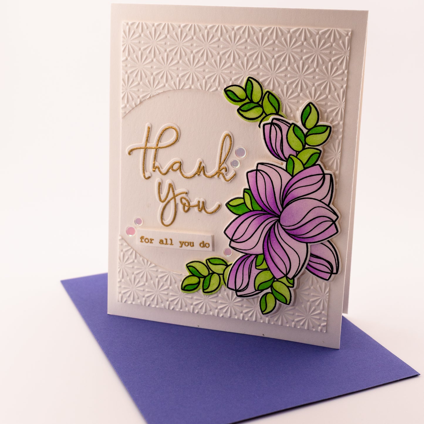 Gold and Flowers - Handmade Greeting Card