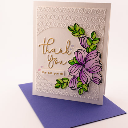 Gold and Flowers - Handmade Greeting Card