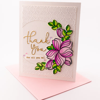 Gold and Flowers - Handmade Greeting Card