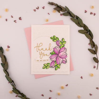 Gold and Flowers - Handmade Greeting Card
