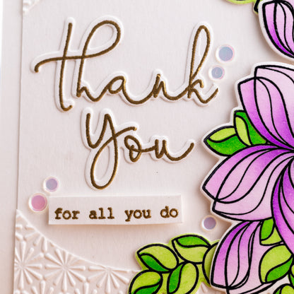 Gold and Flowers - Handmade Greeting Card