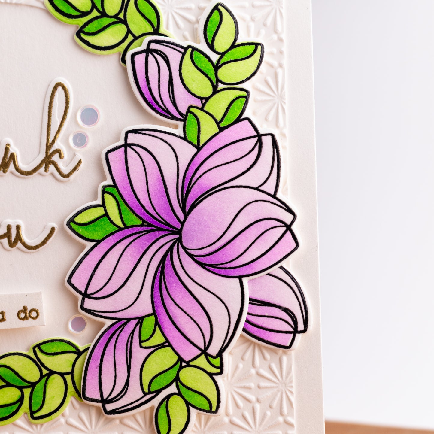 Gold and Flowers - Handmade Greeting Card