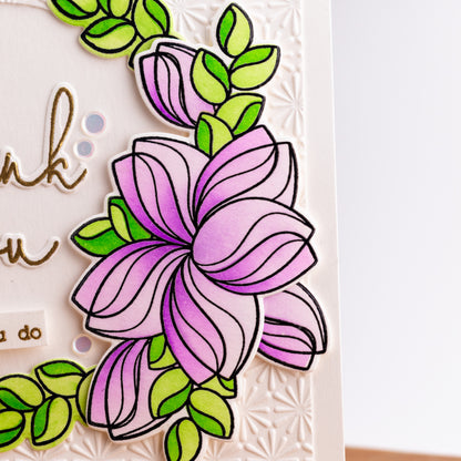 Gold and Flowers - Handmade Greeting Card