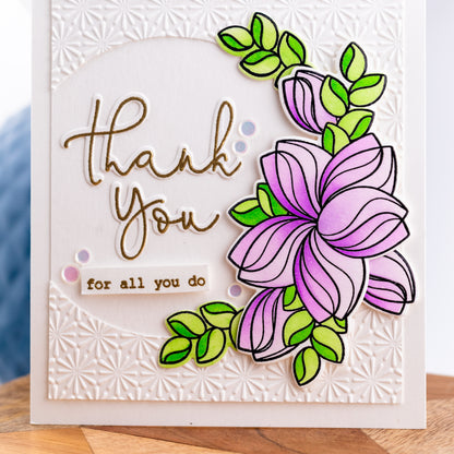 Gold and Flowers - Handmade Greeting Card