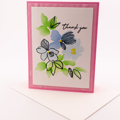 Simple Blue Flowers - Handmade Greeting Card