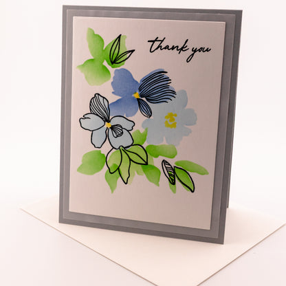 Simple Blue Flowers - Handmade Greeting Card