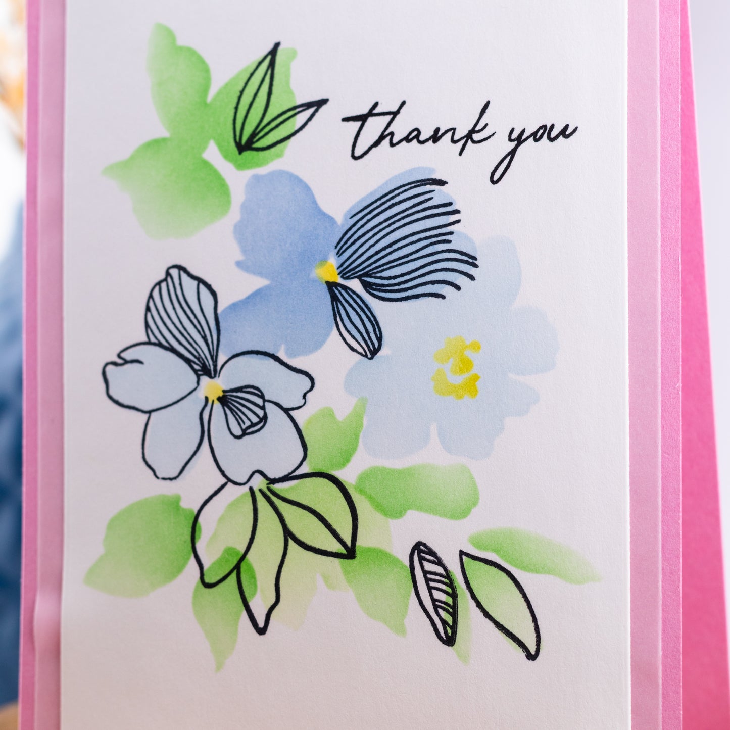 Simple Blue Flowers - Handmade Greeting Card