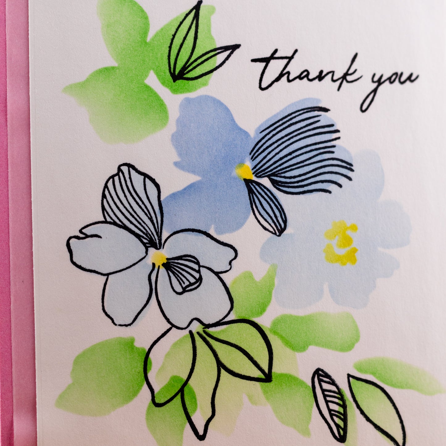 Simple Blue Flowers - Handmade Greeting Card