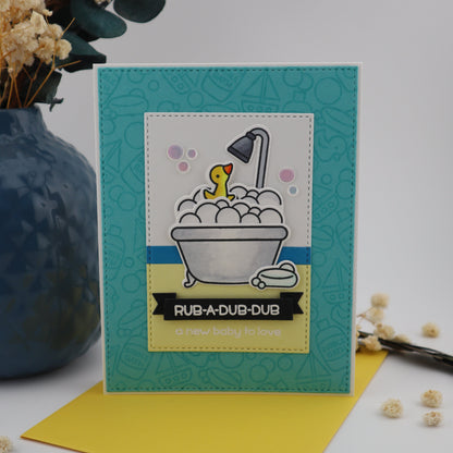 Greeting card with decorative elements on a white background