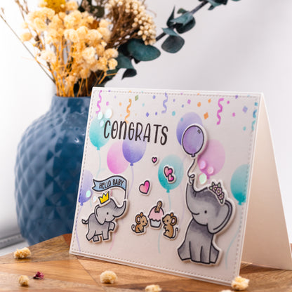 Congrats Elephants - Handmade Greeting Card