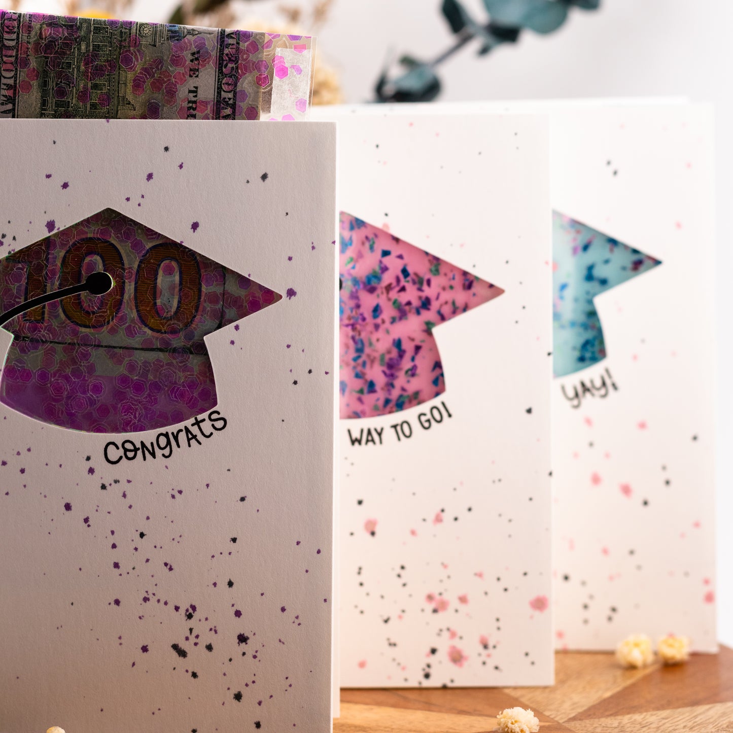 Grad Cap Money Slider - Handmade Greeting Card