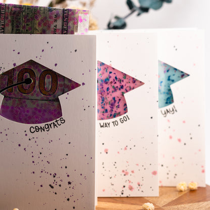 Grad Cap Money Slider - Handmade Greeting Card