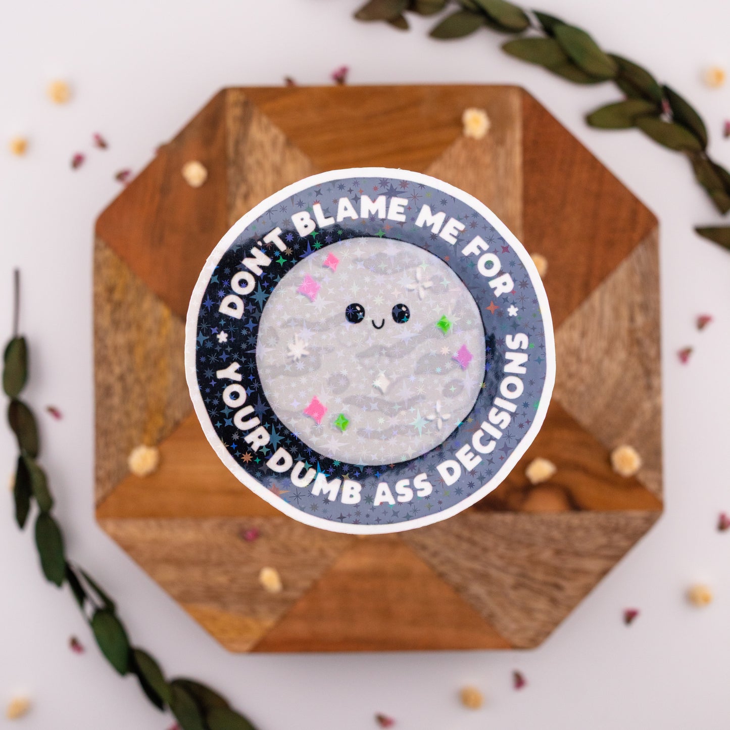 Don't Blame Me Moon Vinyl Sticker