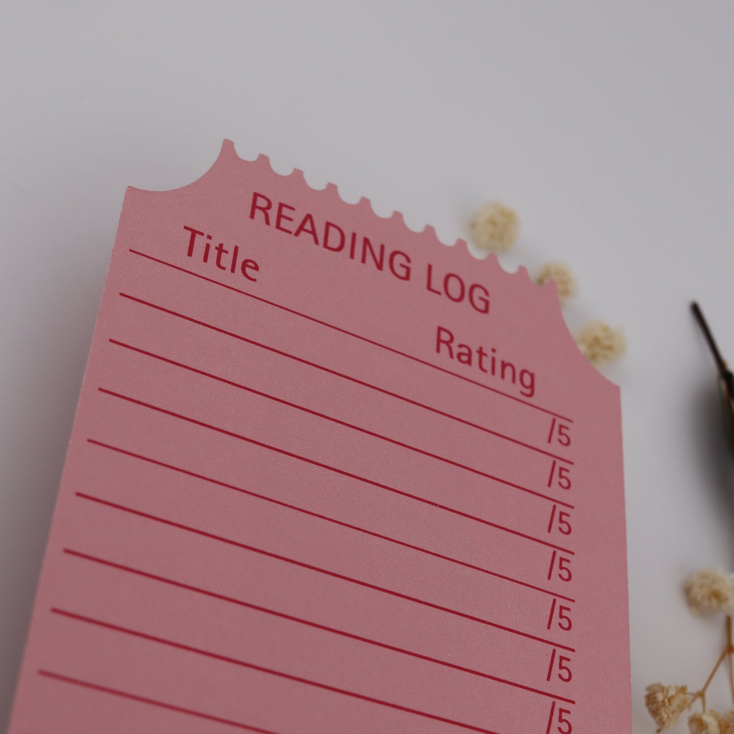 Ticket Stub Book Club Reading Log Bookmark