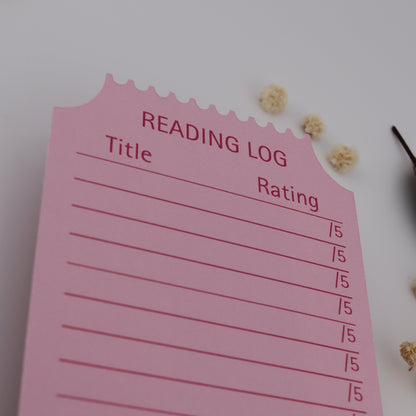 Ticket Stub Book Club Reading Log Bookmark
