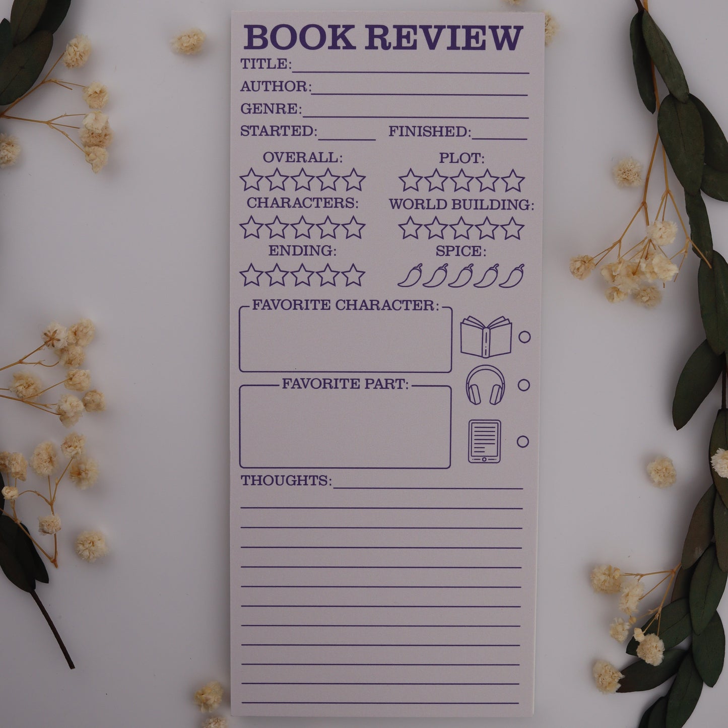 Book Review Bookmark Notepad