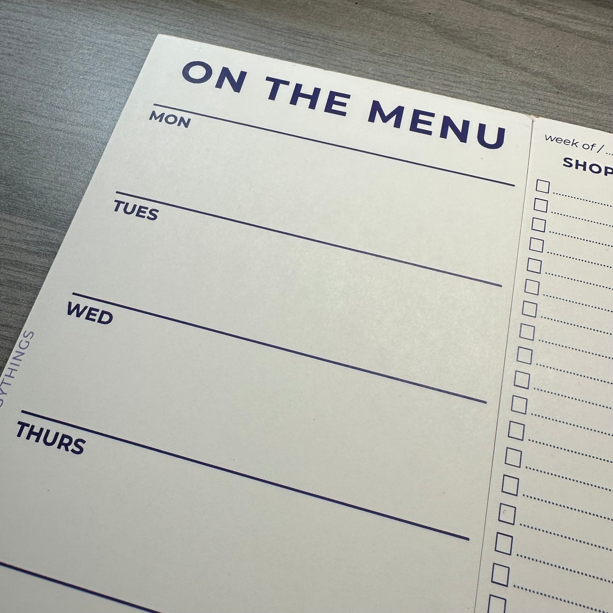 Menu with Shopping List Notepad