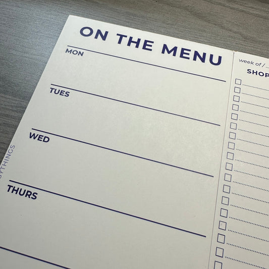 Menu with Shopping List Notepad